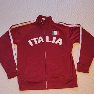 Italia Red Track Jacket with Flag Patch